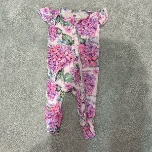 5/$25- Baby Little bum bums pink floral bamboo one piece